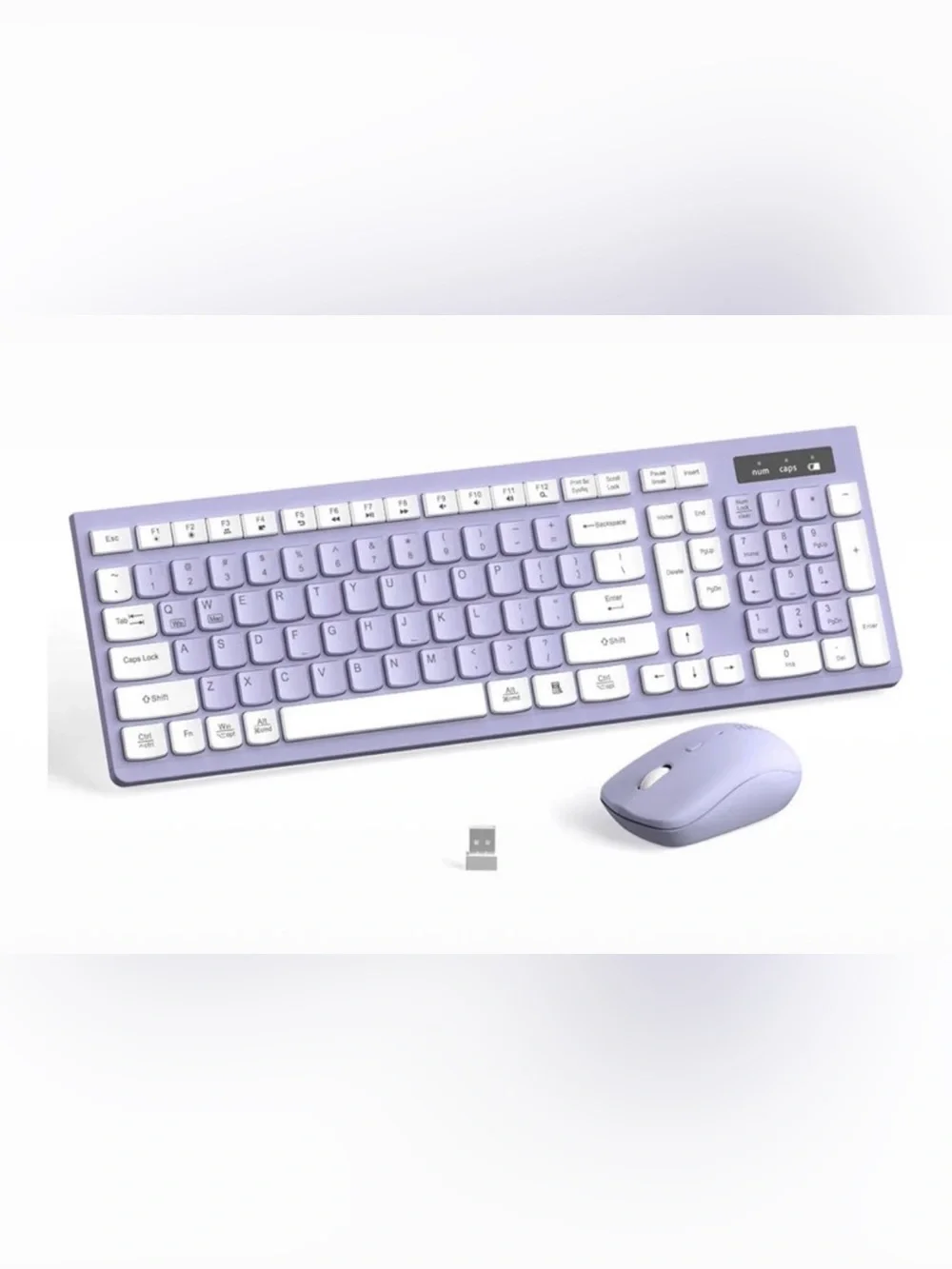 Wireless Lavender Keyboard and Mouse Combo - Compact Bluetooth Set